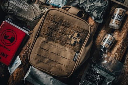 RHINO RESCUE IFAK Trauma Kit Standard with CAT Tourniquet Coyote Brown | Military-Grade, Massive Bleeding Control, Tactical Molle Pouch, Professional First Aid Kit, HSA/FSA Approved - color: Coyote