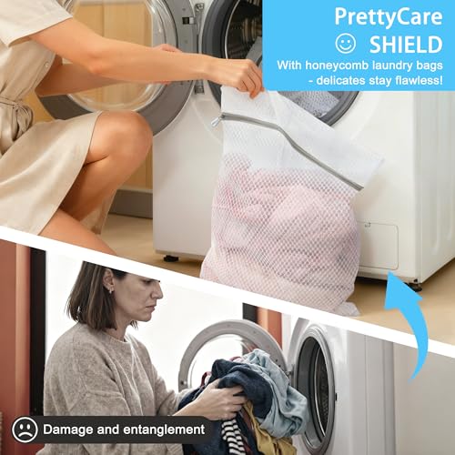 PrettyCare 3 Large (16x19inch) Mesh Laundry Bags for Delicates, Durable Honeycomb Wash Bags with Premium Zippers - Laundry Essentials Mesh Bags for Lingerie, Bras, Socks, Sweater, Travel & Organizing - size: Large