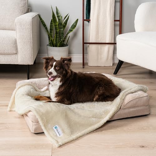 PetAmi Fluffy Sherpa Waterproof Dog Blanket for Medium Pet Cat 29x40, Beige - color: Beige, size: Medium (29x40)