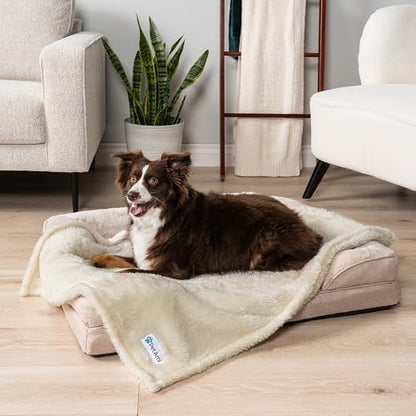 PetAmi Fluffy Sherpa Waterproof Dog Blanket for Medium Pet Cat 29x40, Beige - color: Beige, size: Medium (29x40)