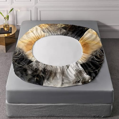 Horses Aesthetics Bedding Full Size,1 Fitted Sheet+2 Pillowcases. - color: Black-gold, size: Full
