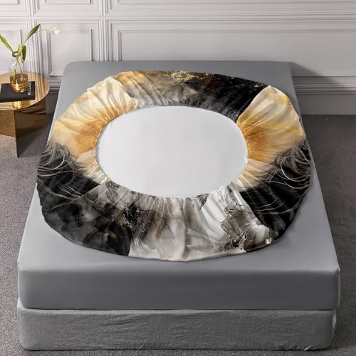 Horses Aesthetics Bedding Queen Size,1 Fitted Sheet+2 Pillowcases. - color: Black-gold, size: Queen