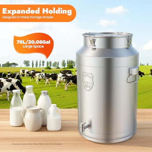 Stainless Steel Milk Barrel, 20 Gallon Milk Can Bucket with Spigot - size: 20Gal, with Faucet
