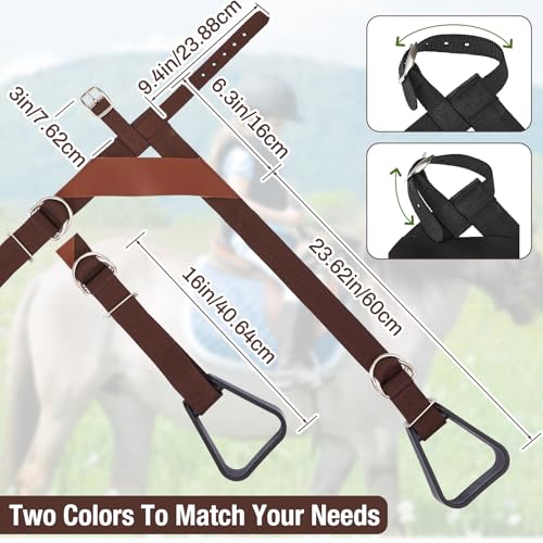 Simgoing Kids Western Stirrups Adjustable Nylon Straps Equestrian Safety Stirrups for Youth Riding Accessories, Height Below 140 cm - color: Black, Brown