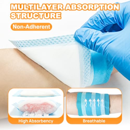 Carbou Super Absorbent Wound Dressing 6" x 6", 10 Pack, Non-Adhesive Pads - size: 6"x 6"(Pack of 10)