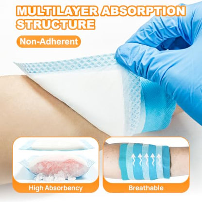 Carbou Super Absorbent Wound Dressing 6" x 6", 10 Pack, Non-Adhesive Pads - size: 6"x 6"(Pack of 10)