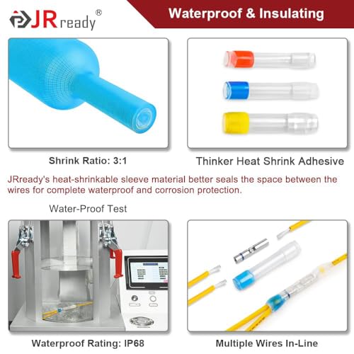 JRready 200 PCS Wire Connectors Heat Shrink IP68 Waterproof 26-20 AWG Crimp Splicing Butt Terminal and 3:1 PE Tube Insulation Butt Splicing Water Proof Red Wire Connectors ST6388-20-100 - color: 20# 100 Pairs