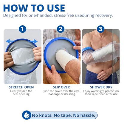 Blue Jay 39" Adult Long Arm Waterproof Cast Cover, Reusable Bandage Protector with Watertight Seal & Flexible Opening, for Showering, Broken Arm, Wound Dressings and IV Sites Recovery - size: Long