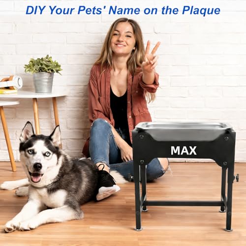 YUEPET Elevated Water Bowl for Dogs, Outdoor Raised Dog Water Bowl 1.25 Gal | 4 Heights Adjustable, Stainless Steel Dog Water Bowls, Raised Dog Water Bowl with Stand, 1.25 Gallon ,Food and Water Use - size: 1.25 Gallon