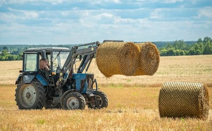 GarveeTech Round Bale Hay Net 5x5 ft, 2 Inch Hole Slow Feed Hay Net, Knotless Heavy Duty Nylon Feeder for Horses Goats Livestock