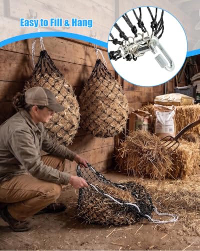 36" Slow Feed Hay Net, 1.2" Mesh Horse Hay Bag with 700 LBS Strap