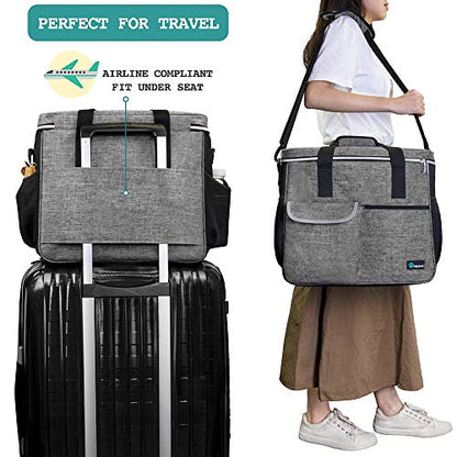 PetAmi Dog Travel Bag Organizer, Pet Supplies Tote Diaper Bag, Gray Large - color: Grey, size: Large - 15.5"L x 9.5"W x 14.0"H