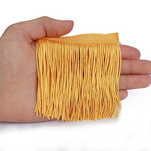 Chainette Fringe Trim 10 Yard x 4 Inches Fabric Tassel Trims - color: Yellow, size: 4"-10Yards/R