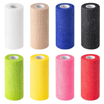 8 Pack Self Adhesive Bandage Wraps,2" X 5 Yards Elastic Bandage Wrap - color: Multicolour, size: 4 Inch