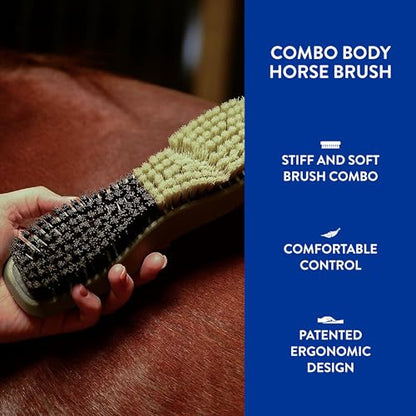 Wahl Professional Animal Equine Grooming Combo Body Horse Brush, Black - color: Black/Beige