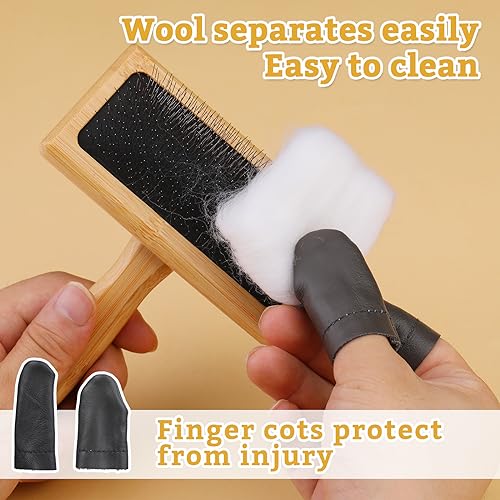 2 Pcs Large 6.1" x 4.8"Wooden Hand Wool Carders for Needle Felting - color: Wooden Wool Carders