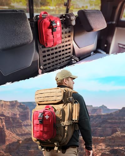 LIVANS 1000D First Aid Bag Empty, Medical Ifak Pouch for Emergency & EMT - color: Red-small Size(5.7"lx 3.4"w X 7.9"h)