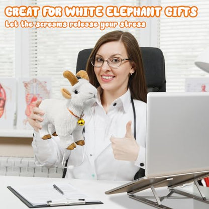 WYZOID Screaming Goat Toy, Screaming Goat Plush Toy, Makes Fun Screaming Goat Sounds, Features Goat Bell, Fun Gifts for Friends and Co-Workers