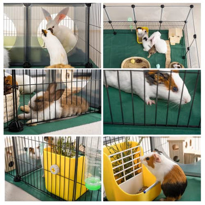 DINMO 36 Panels Bunny Playpen, Oxford Mat & Game Holes, Expandable Fence - style: Plastic and Metal Mesh Design