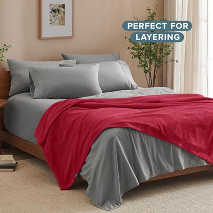 Bare Home Fleece Blanket Luxury Microplush (Full/Queen, Red) - color: 25 - Red, size: Full/Queen