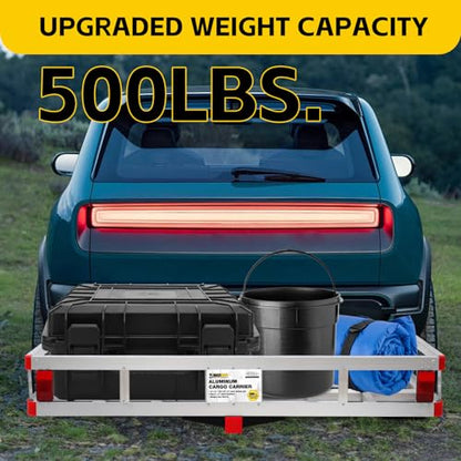 MaxxHaul 70108 Aluminum Cargo Carrier With High Side Rails- Trailer Hitch Mount For RV's, Trucks, SUV's, Vans, Cars With 2" Hitch Receiver - 500-lb Load Capacity, Grey, 49" x 22.5" - style: Cargo Carrier