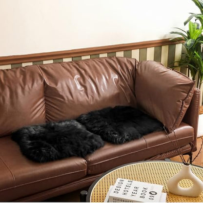 Drydiet 2 Pcs Natural Sheepskin for Bed Sores 17x17 in,Square,Black - color: Black, style: Square