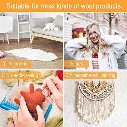 Carpet Rake Sheepskin Wool Brush, Wood, 1PCS - color: Wood