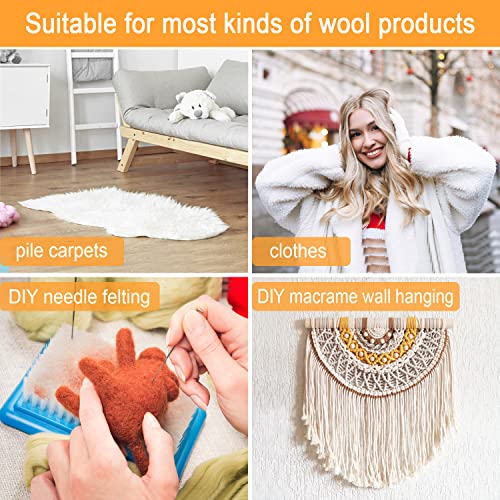 Carpet Rake Sheepskin Wool Brush and Cleaner Comb, Wood, 2PCS (Big+Small) - color: Wood(Big+Small)
