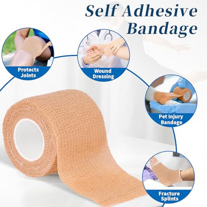Self Adhesive Bandage Wrap 24 Pack 2" x 5 Yards, Beige