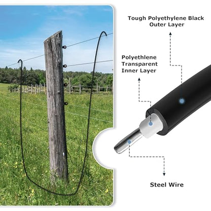 12 ½ Gauge Eeletric Fence Double Insulated Underground Wire, 2.5mm Underground Hard Cable, Direct Burial Electric Fence Wire, 50ft - size: 50 Ft