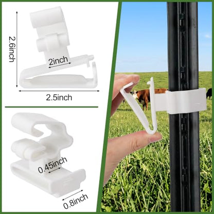 Chumia 100 Pcs T-Post Insulators Bulk for Electric Fence Polytape, White