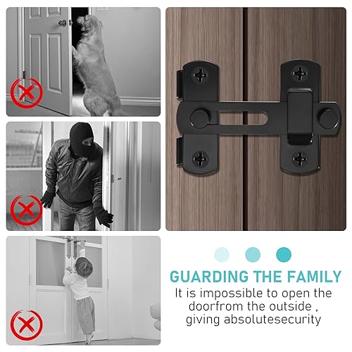 4 Pcs 180 Degree Flip Sliding Barn Door Lock Black Latch Bolt - size: 4INCH-4PCS