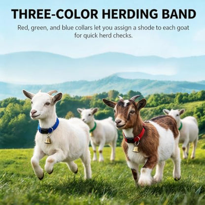3Pack Goat Collar,with Bells, Adjustable for Small Farm Animals, Goat Supplies and Cow Bell Collar, Sheep, Cow and Grazing