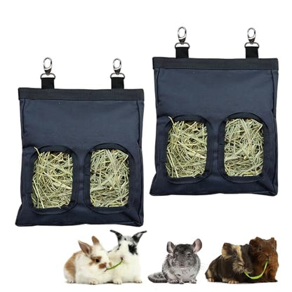 RIOUSSI Guinea Pig Hay Feeder, Hanging Rabbit Hay Feeder Bag. PureBlack,2Ct - color: Black-2pack