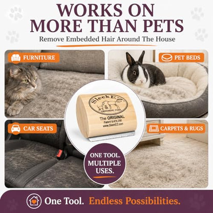 SleekEZ Cat Brush for Shedding - Deshedding Brush for Cats - Patented Grooming Tool for Removing Loose Fur, Undercoat & Hair - Made in USA - Works on Short, Medium & Long Coats - style: Cat Brush