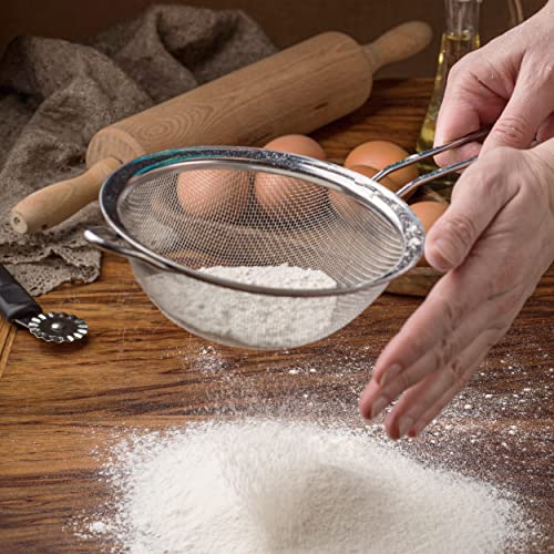 6.3" Fine Mesh Strainer with Stainless steel handle - Sieve Fine Mesh Stainless Steel - Ideal to Sift Flour, Icing Sugar, Fruits and Vegetables. - size: 6.3 Inches - SS