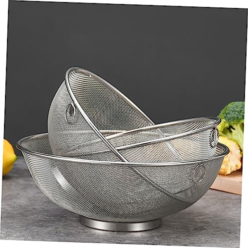 Stainless Steel Mesh Colander Fine Mesh Strainer for Soy Milk Kitchen Strainer for Washing Fruits and Vegetables Draining Pasta Rice and Quinoa 9.44 X 9.44 X 4.05 in