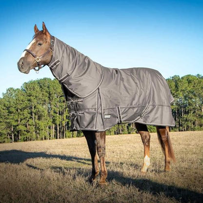 Jeffers Poplar Head Defense 1680 Denier Waterproof Turnout Blanket with Detachable Neck Cover 72", 240g Insulated Winter Horse Coat, Durable Outdoor Equestrian Rug, Adjustable Straps, Plymouth Brown - size: 72 in