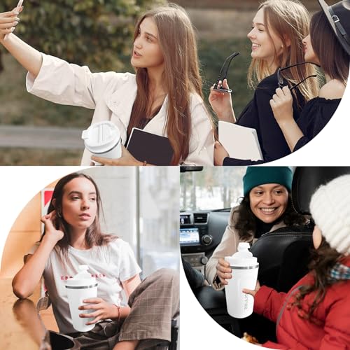 Insulated Travel Coffee Mug, Stainless Steel Coffee Cup with Leakproof Lid - color: 2nd-White, size: 12 Ounces