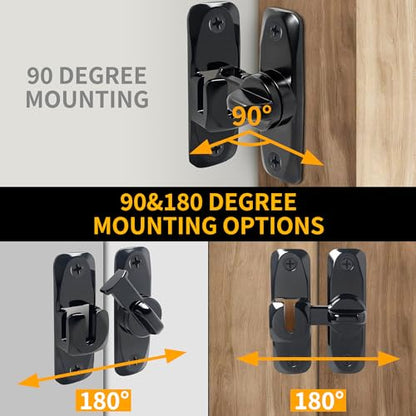 Barn Door Latch 90/180 Degree Barn Door Lock, Thickened Anti-Rust Flip Gate Latch Sliding Barn Door Lock Latch for Cabinets, Barn Door, Bathroom, Garden Doors
