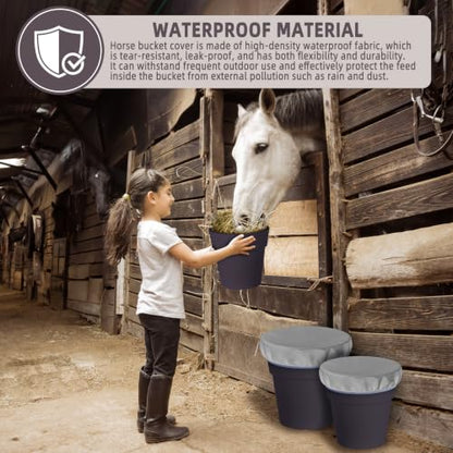 2-5 Gallon Horse Bucket Cover, Waterproof Horse Feed Bucket Cover, Lightweight and Easy to Use (Excluding Bucket, Grey) - color: Gray
