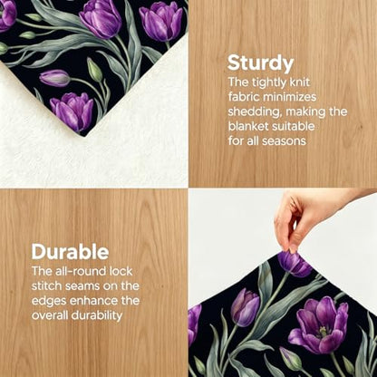 Purple Tulip Blanket, Ultra-Soft Flannel Fleece Throw 50" x 60" - color: Purple Tulip, size: 50"x60"