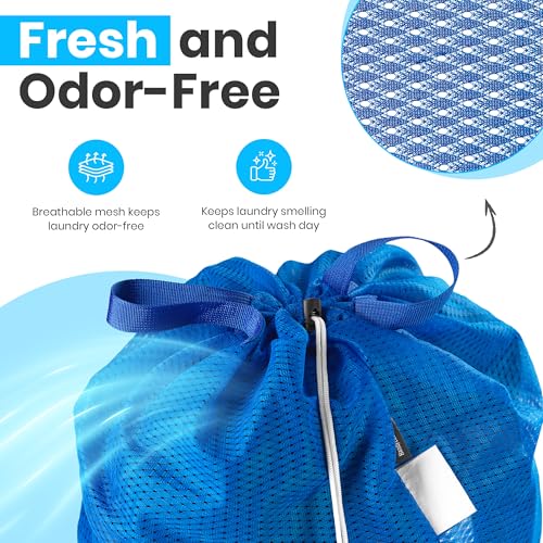Handy Laundry Mesh XL Laundry Bag 24"x36" 2-Pack with Shoulder Strap, Blue | 2-Pack, XL 24x36 Mesh Laundry Bag, Handles & Shoulder Strap, Breathable, Machine Washable, Dorm Travel Bedding, Blue - color: Blue, size: 2-Pack