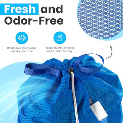 Handy Laundry Mesh XL Laundry Bag 24"x36" 2-Pack with Shoulder Strap, Blue | 2-Pack, XL 24x36 Mesh Laundry Bag, Handles & Shoulder Strap, Breathable, Machine Washable, Dorm Travel Bedding, Blue - color: Blue, size: 2-Pack