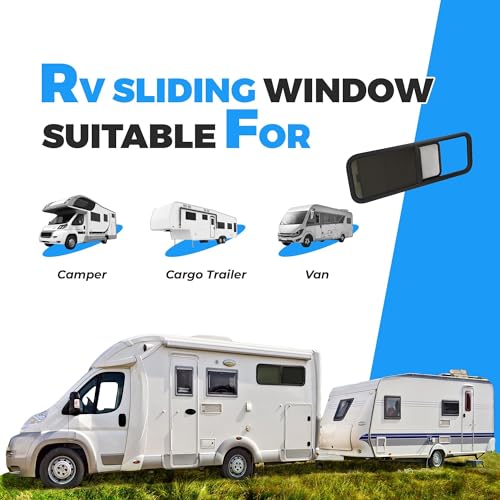 HECASA RV Window 48"W x 15"H Tear Drop Horizontal Sliding W/ Trim Ring and - size: 48" W x 15" H