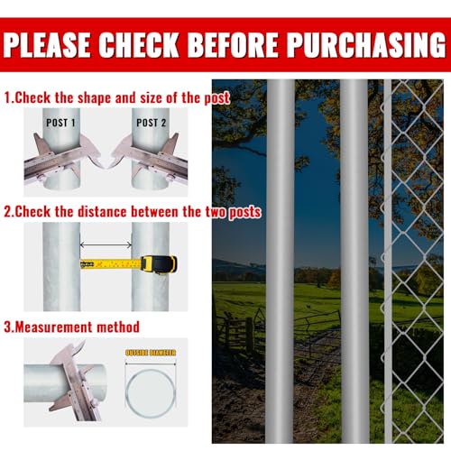VIVIDA 1-3/8" x 2-3/8" Chain Link Gate Hinge Kit, Chain Link Gate Hardware | Include 1-3/8" x 2-3/8" Fence Gate Hinge Kit, 1-3/8" x 2-3/8" Chain Link Gate Latch, Galvanized Steel - size: 1-3/8" × 2-3/8" (SILVER)
