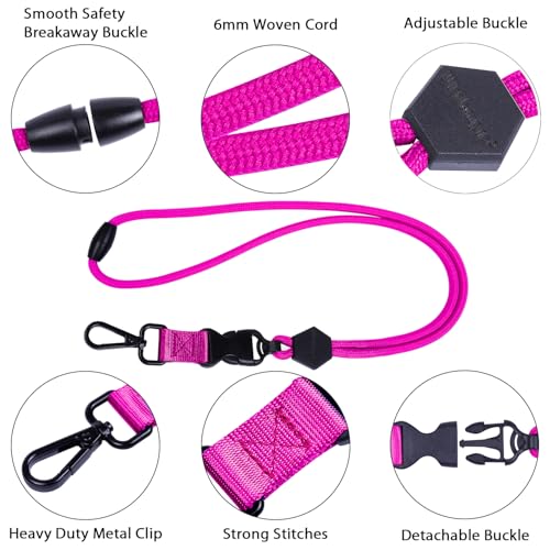 Wisdompro 23 inch Round Cord Lanyard with Safety Breakaway Buckle - color: Hot Pink