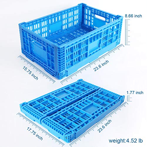 Collapsible Storage Bin Containe， 52 Liter Transfer box,crate Transit storage of various items (23.6" L x 15.7" W x 8.6" H-two) - size: 23.6" L x 15.7" W x 8.6" H-two