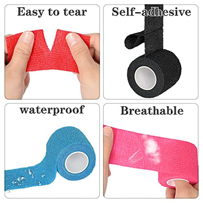 8 Pack 2 in x 5 Yards Cohesive Wrap Self Adhesive Bandage Elastic Self Adherent Wrap Self Stick Vet Tape for Athletic, Wrist, Ankle, Knees, Pets (Red) - color: Red, size: 2 Inch