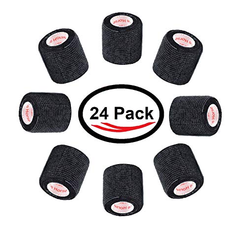 2 Inch Self Adhesive Bandage Wrap & Athletic Tape - 24Pk, Black - color: Black, size: 24 Rolls
